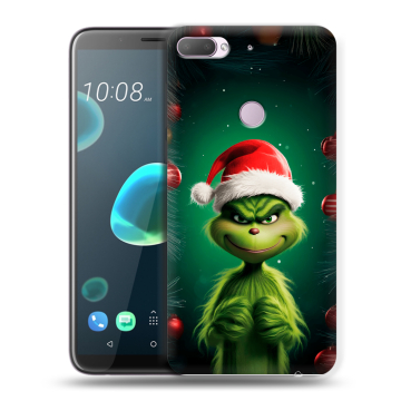 Силиконовый чехол на HTC Desire 12 Plus с принтом Гринч Новый год Рождество