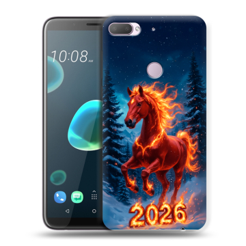 Силиконовый чехол на HTC Desire 12 Plus с принтом Новый год коня