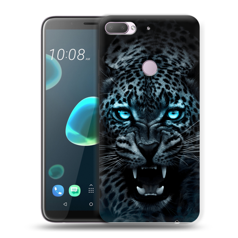 Пластиковый чехол на HTC Desire 12 Plus с принтом Темный леопард Пластиковый чехол на HTC Desire 12 Plus с принтом Темный леопард