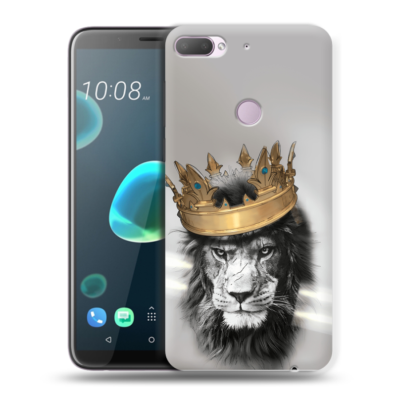 Силиконовый чехол на HTC Desire 12 Plus с принтом Лев с короной Силиконовый чехол на HTC Desire 12 Plus с принтом Лев с короной