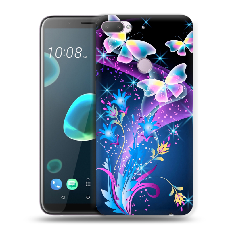 Силиконовый чехол на HTC Desire 12 Plus с принтом Бабочки Силиконовый чехол на HTC Desire 12 Plus с принтом Бабочки