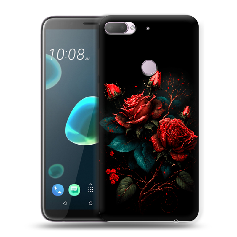 Силиконовый чехол на HTC Desire 12 Plus с принтом Розы красные Силиконовый чехол на HTC Desire 12 Plus с принтом Розы красные