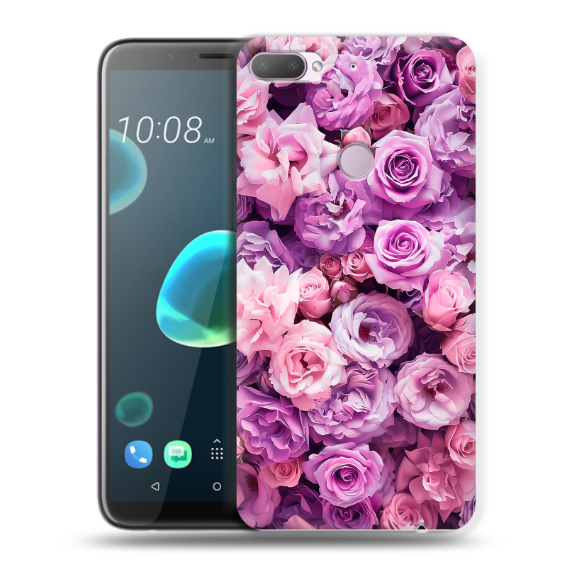 Силиконовый чехол на HTC Desire 12 Plus с принтом лавандовые розы Силиконовый чехол на HTC Desire 12 Plus с принтом лавандовые розы