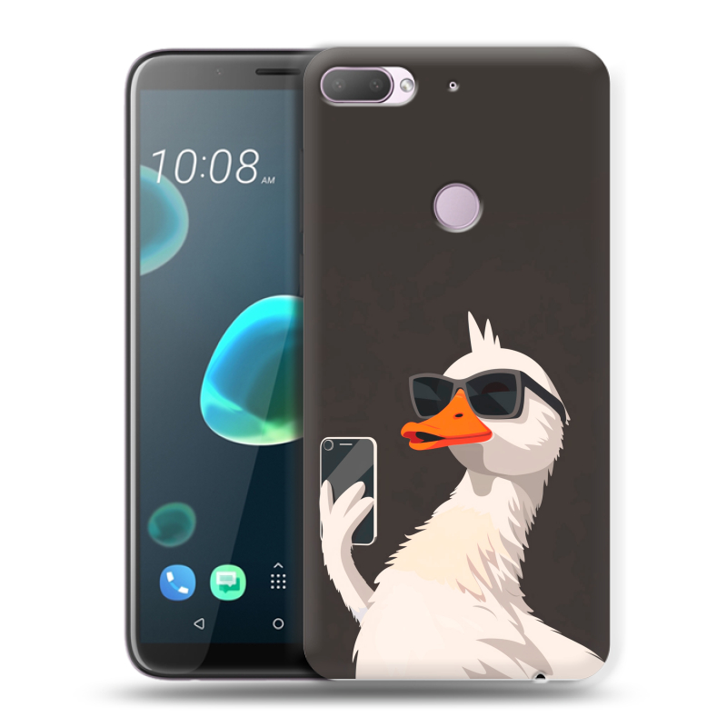 Пластиковый чехол на HTC Desire 12 Plus с принтом утка в очках Пластиковый чехол на HTC Desire 12 Plus с принтом утка в очках
