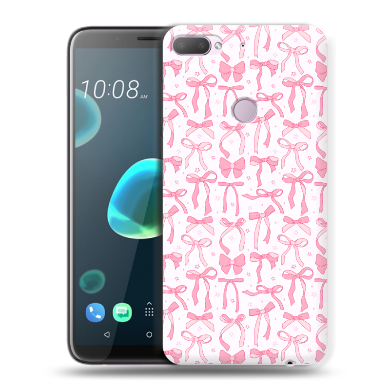 Силиконовый чехол на HTC Desire 12 Plus с принтом Розовые бантики Силиконовый чехол на HTC Desire 12 Plus с принтом Розовые бантики