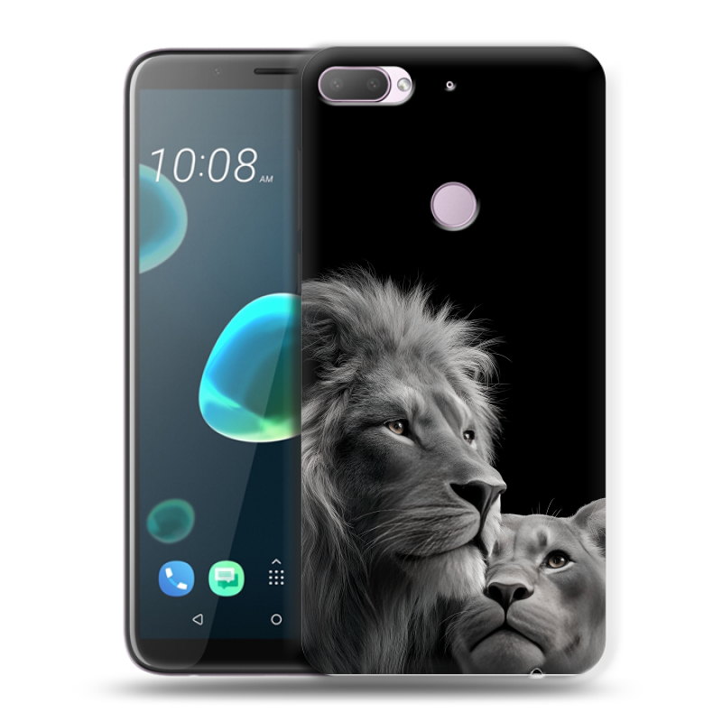 Силиконовый чехол на HTC Desire 12 Plus с принтом Лев кошки Силиконовый чехол на HTC Desire 12 Plus с принтом Лев кошки