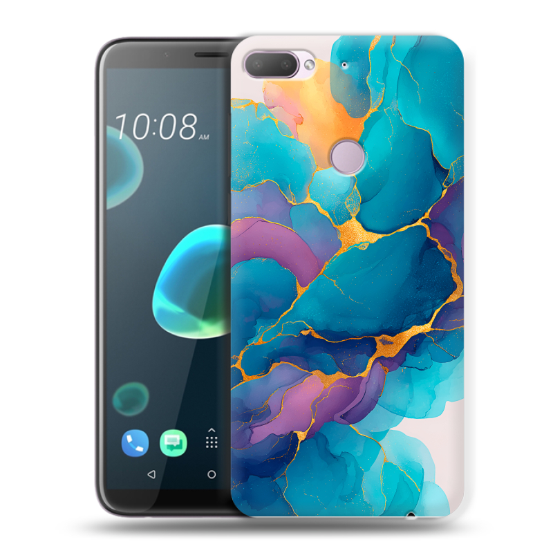 Пластиковый чехол на HTC Desire 12 Plus с принтом Мрамор блестки Пластиковый чехол на HTC Desire 12 Plus с принтом Мрамор блестки