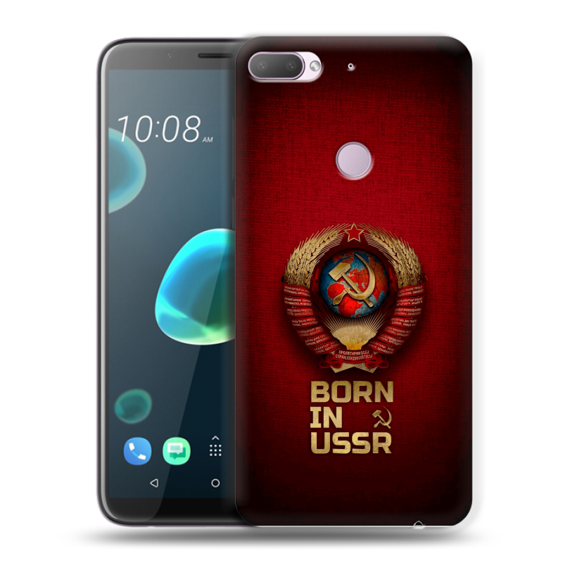 Силиконовый чехол на HTC Desire 12 Plus с принтом Флаг Герб СССР Силиконовый чехол на HTC Desire 12 Plus с принтом Флаг Герб СССР