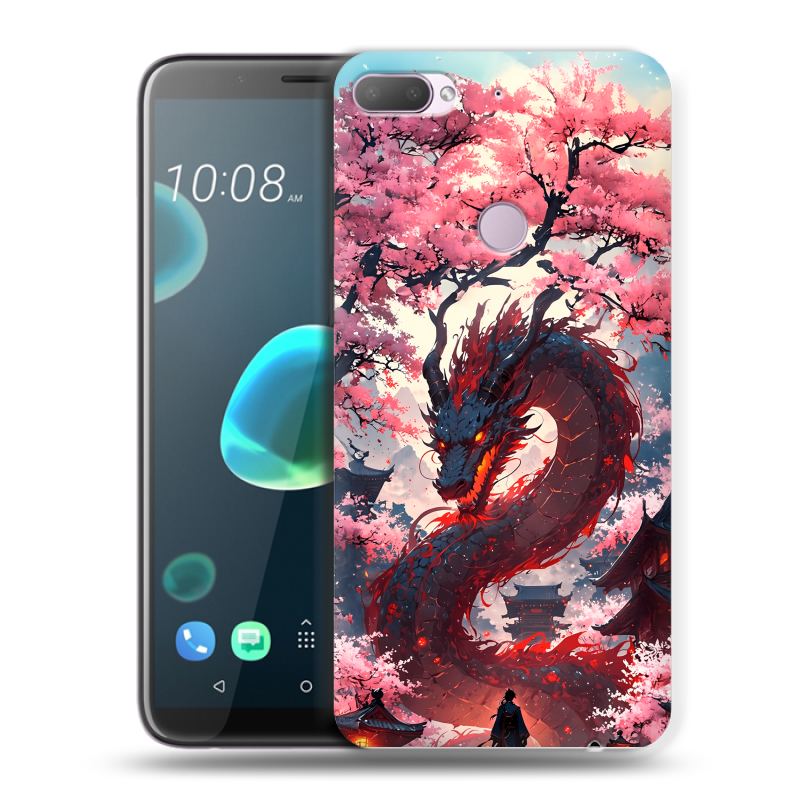 Пластиковый чехол на HTC Desire 12 Plus с принтом Дракон Японский Пластиковый чехол на HTC Desire 12 Plus с принтом Дракон Японский