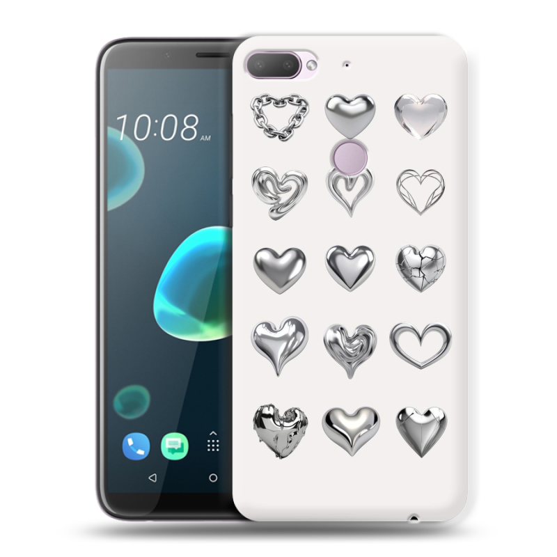 Пластиковый чехол на HTC Desire 12 Plus с принтом Y2K сердечки Пластиковый чехол на HTC Desire 12 Plus с принтом Y2K сердечки