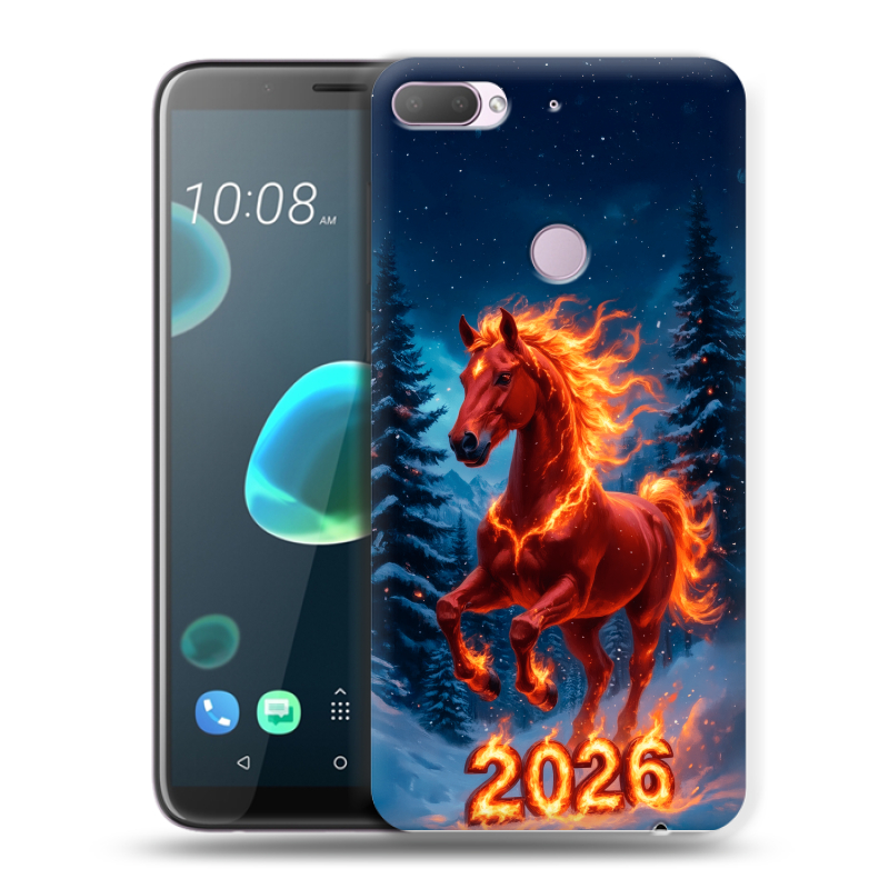 Пластиковый чехол на HTC Desire 12 Plus с принтом Новый год коня Пластиковый чехол на HTC Desire 12 Plus с принтом Новый год коня