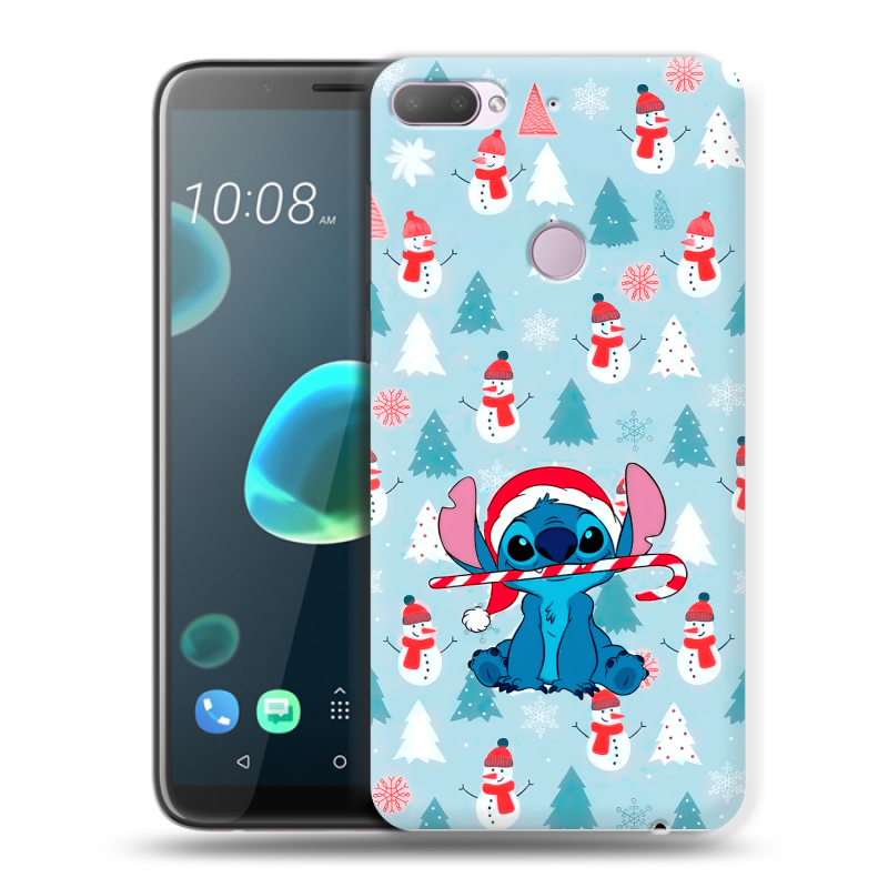 Силиконовый чехол на HTC Desire 12 Plus с принтом Стич Новый год Силиконовый чехол на HTC Desire 12 Plus с принтом Стич Новый год