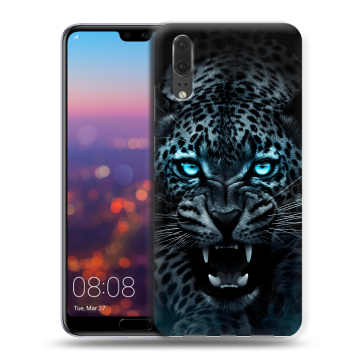 Силиконовый чехол на Huawei P20 с принтом Темный леопард Силиконовый чехол на Huawei P20 с принтом Темный леопард