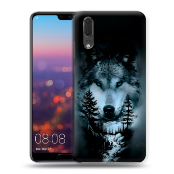 Силиконовый чехол на Huawei P20 с принтом Лесной волк Силиконовый чехол на Huawei P20 с принтом Лесной волк