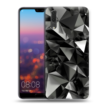 Силиконовый чехол на Huawei P20 с принтом Черные кристаллы Силиконовый чехол на Huawei P20 с принтом Черные кристаллы