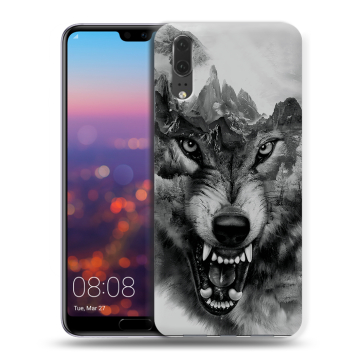 Силиконовый чехол на Huawei P20 с принтом Волк Силиконовый чехол на Huawei P20 с принтом Волк