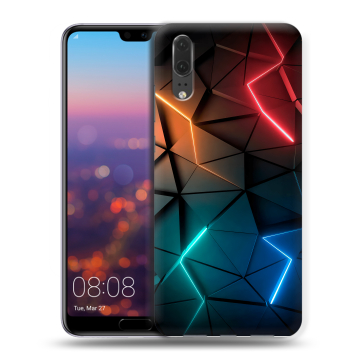Силиконовый чехол на Huawei P20 с принтом Абстракция неон Силиконовый чехол на Huawei P20 с принтом Абстракция неон