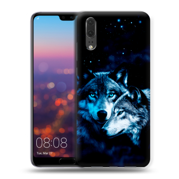 Силиконовый чехол на Huawei P20 с принтом Волки Силиконовый чехол на Huawei P20 с принтом Волки