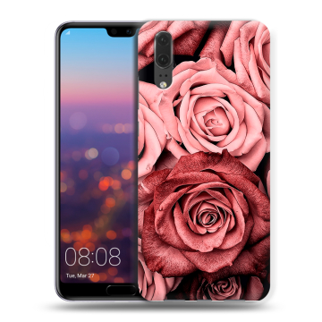 Силиконовый чехол на Huawei P20 с принтом Цветы розы Силиконовый чехол на Huawei P20 с принтом Цветы розы
