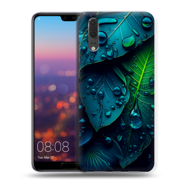 Силиконовый чехол на Huawei P20 с принтом Листья Силиконовый чехол на Huawei P20 с принтом Листья