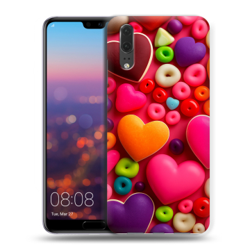 Силиконовый чехол на Huawei P20 с принтом Сердечки Силиконовый чехол на Huawei P20 с принтом Сердечки