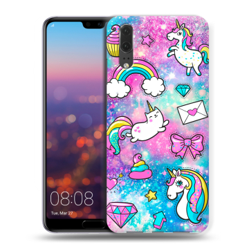 Силиконовый чехол на Huawei P20 с принтом Единороги