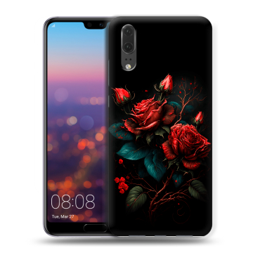 Силиконовый чехол на Huawei P20 с принтом Розы красные