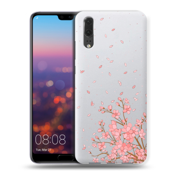 Силиконовый чехол на Huawei P20 с принтом Ветка сакуры