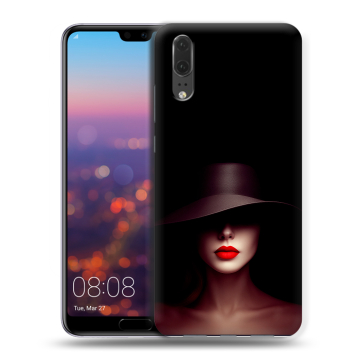 Силиконовый чехол на Huawei P20 с принтом Девушка в шляпе Силиконовый чехол на Huawei P20 с принтом Девушка в шляпе