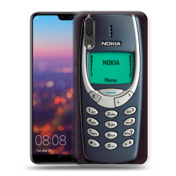 Силиконовый чехол на Huawei P20 с принтом Старый телефон