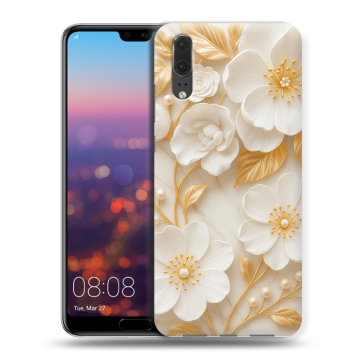 Силиконовый чехол на Huawei P20 с принтом Цветы