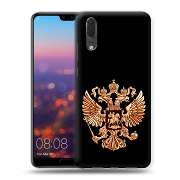 Силиконовый чехол на Huawei P20 с принтом Герб России золотой