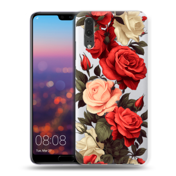 Силиконовый чехол на Huawei P20 с принтом Розы