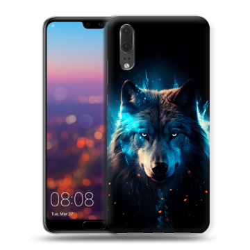 Силиконовый чехол на Huawei P20 с принтом Волк ночной