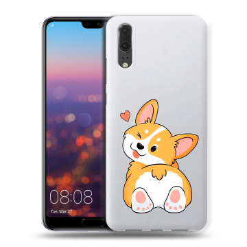 Силиконовый чехол на Huawei P20 с принтом Корги