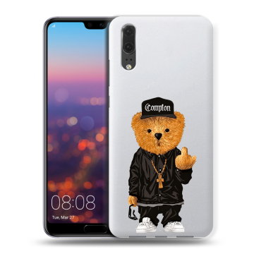Силиконовый чехол на Huawei P20 с принтом Плюшевый медведь