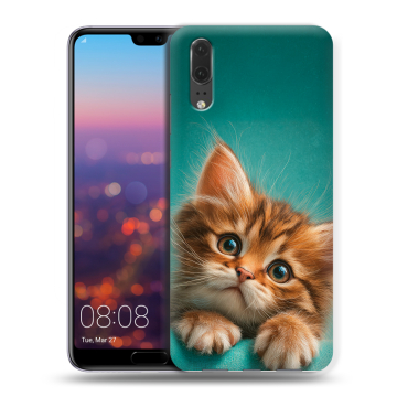 Силиконовый чехол на Huawei P20 с принтом котенок