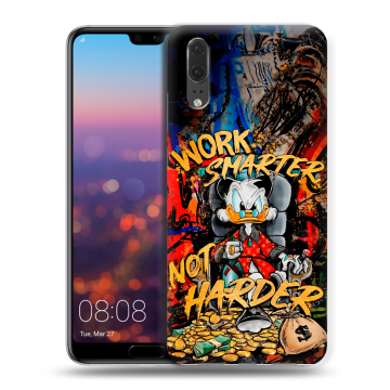 Силиконовый чехол на Huawei P20 с принтом Дональд Дак Деньги
