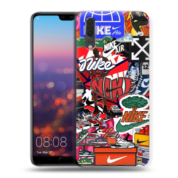 Силиконовый чехол на Huawei P20 с принтом Найк Nike яркий