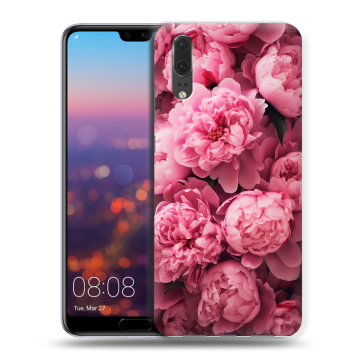 Силиконовый чехол на Huawei P20 с принтом цветы пионы