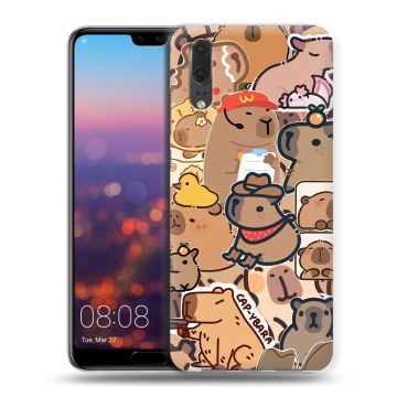 Силиконовый чехол на Huawei P20 с принтом капибара Силиконовый чехол на Huawei P20 с принтом капибара