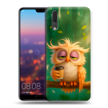 Силиконовый чехол на Huawei P20 с принтом сова