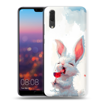 Силиконовый чехол на Huawei P20 с принтом кролик зайчик