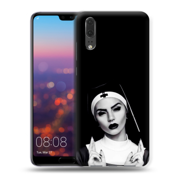 Силиконовый чехол на Huawei P20 с принтом монашка