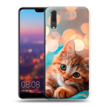Силиконовый чехол на Huawei P20 с принтом котик
