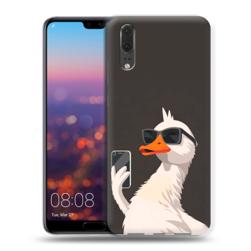 Силиконовый чехол на Huawei P20 с принтом утка в очках