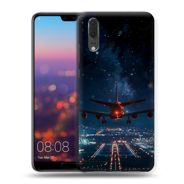 Силиконовый чехол на Huawei P20 с принтом самолет