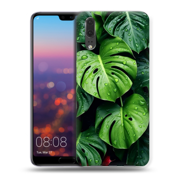 Силиконовый чехол на Huawei P20 с принтом Листья