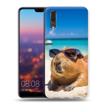 Силиконовый чехол на Huawei P20 с принтом Капибара