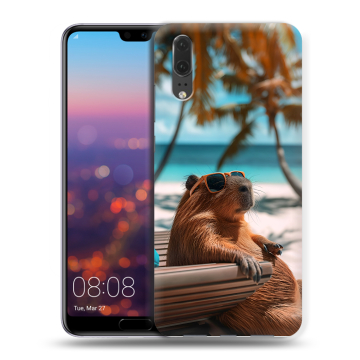 Силиконовый чехол на Huawei P20 с принтом Капибара